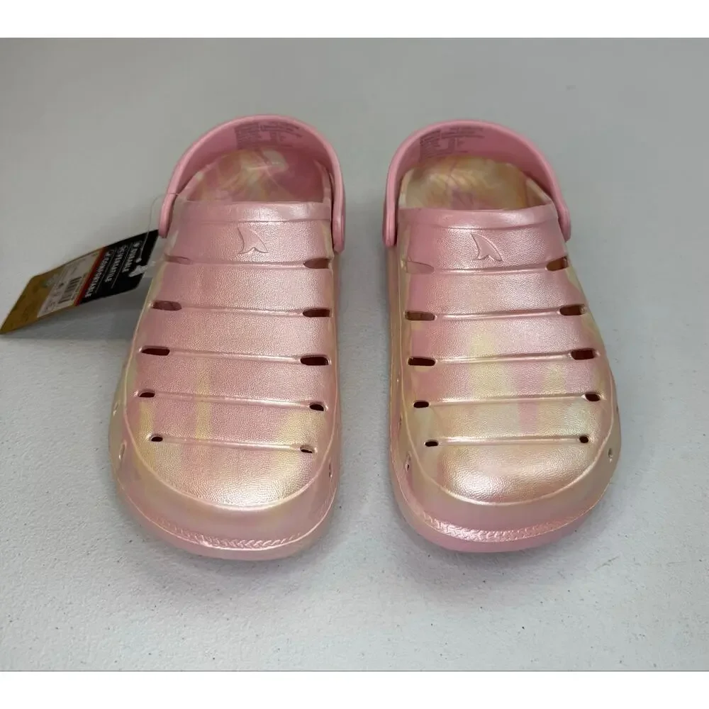 Rugged Shark Girls' Swivel-Strap Clogs Pink Swirl Size 2